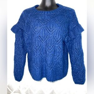 Old Navy Blue Knitted Sweater w/ Ruffle sleeves